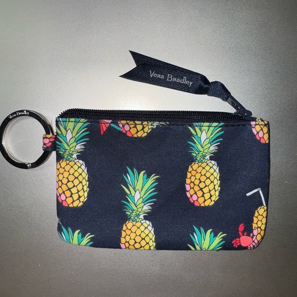VERA BRADLEY Lighten Up Zip ID Case in Toucan Party Coin Holder Wallet Pineapple - Picture 1 of 4